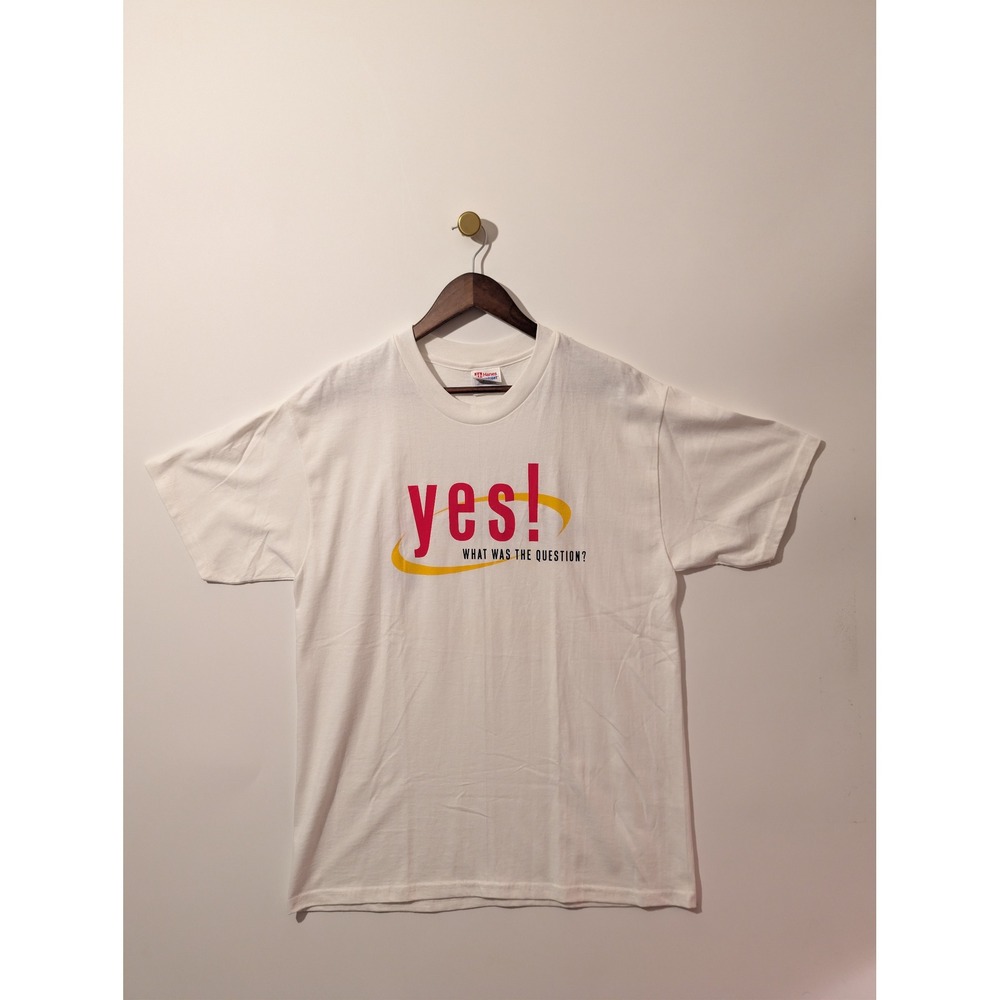 Hanes T-Shirt Mens L White Excellent First Hawaiian Bank Power of Yes Vintage